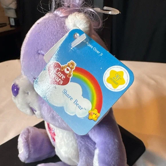 Care Bears Share Bear 20th Anniversary Collectors Edition Plush NWT Purple - Picture 4 of 5